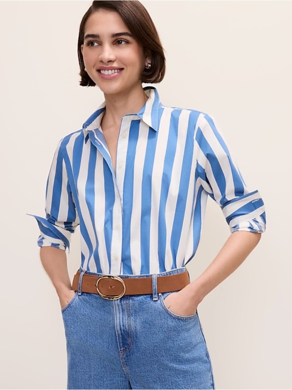 Petite Striped Relaxed Perfect Shirt